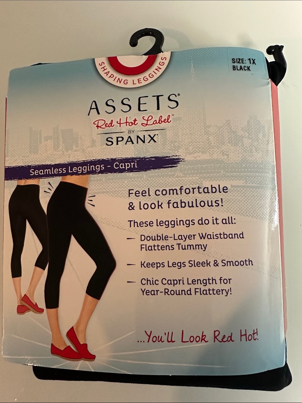 SPANX Assets Red Hot Label Shaping Capri Leggings Black 1X NEW